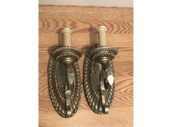 Pair Of Pottery Barn Tube Sconce Single Chrome Wall Sconces