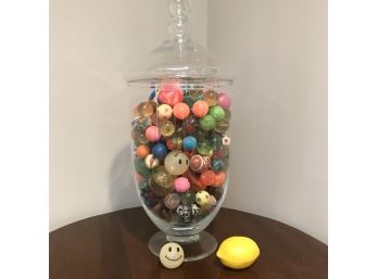 Large Clear Lidded Canister Full Of Super Balls- Start A Collection