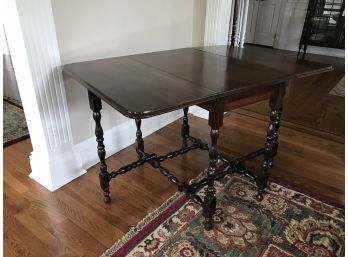 Antique Gate-leg Drop-Leaf Dark Wood Dining Table