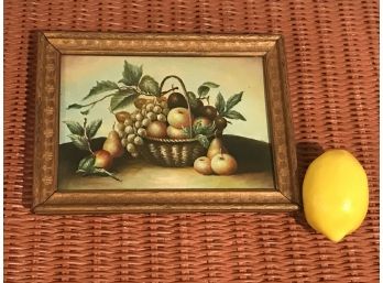 Antique Oil On Board Still Life Painting - Petite With Wooden Frame