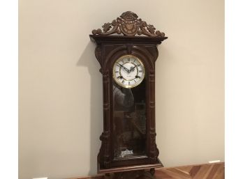 31 Day Regulator Pendulum Made In Korea Wooden Wall Clock With Key - 30'H