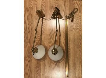 Pair Of Swing Arm Lamps - Extend To 18.5' - Gold Tone Hardware