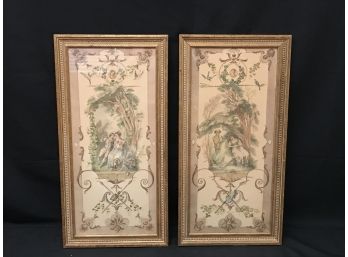 Pair Of Victorian Style Framed Prints - Man And Woman Colonial Pair
