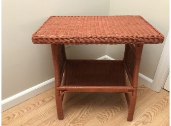 All-weather Wicker Look Table With Lower Level Magazine Rack