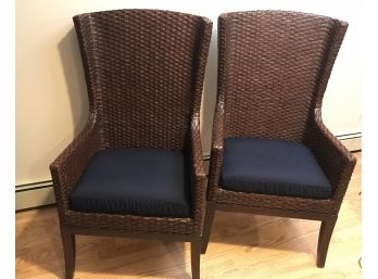 Pair Of APY Cane Palmetto Arm Chairs With Two Sets Of Cushions - Made In Philippines - From Crate & Barrel