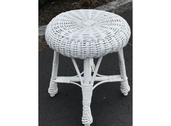 White Wicker Small Stool - Newly Painted