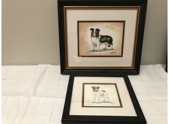 Signed & Numbered Lyndi Pair Of Framed Dog Prints - Jack Russel Terrier And Border Collie
