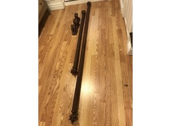 Marbleized Wooden Curtain Rods With Four Rod Supports - 56' And 90'