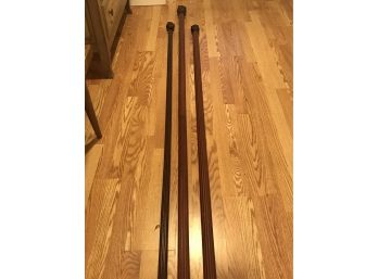 3 Wooden Curtain Rods With Pinecone Detailing - 88', 105', 117'