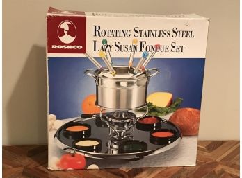Roscho Stainless Steel Rotating Lazy Susan Fondue Set - Unused In Box