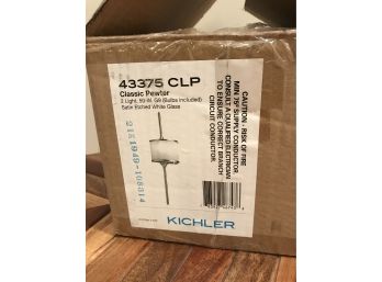 Kichler Mona Style 2 Light Wall Sconce - Classic Pewter With Etched White Glass  - New In Box MSRP $189