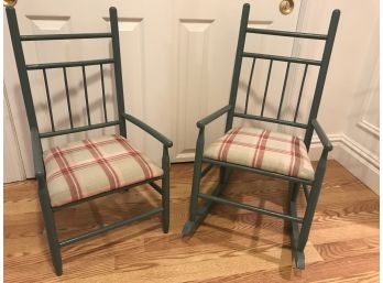 Children's Rocker And Matching Chair With Upholstered Seats