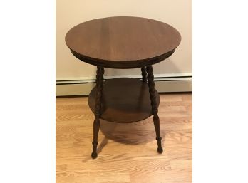 Two Tier Round Occasional Or End Table With Twist Turned Legs