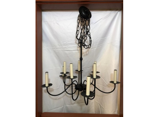 Ceiling Hanging Light Fixture For 10 Bulbs - Black Metal