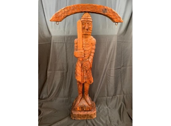 Incredible Vintage Tall Carved Wood Spanish Conquistador (Barcelona Spain) 1964 - 46' Tall