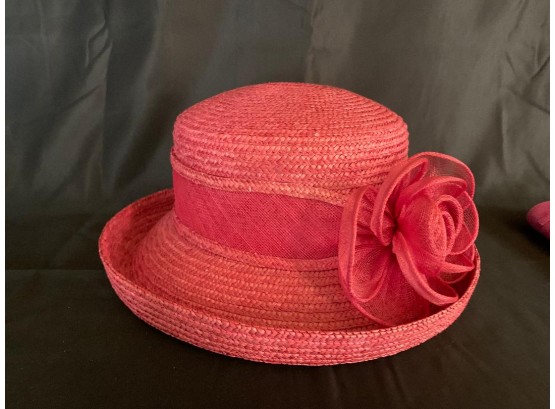 Pink Ladies 'Kentucky Derby' Hat With Pink Suede Hand Purse