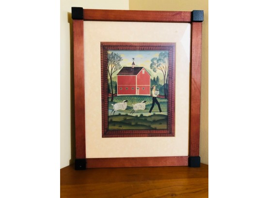Set Of Framed Country Farm Scene - 2 Pieces