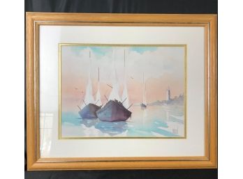 Framed Sail Boat Painting By Madden