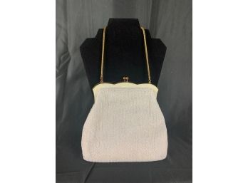 VINTAGE - Beaded Handbag - Off White Beaded Clasp & Strap