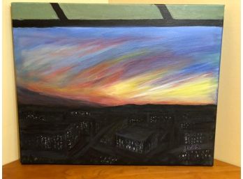Unframed Cityscape Painting By Local Artist Judith