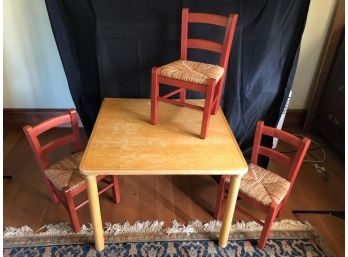 Child Sized Wooden Table With 3 Chairs