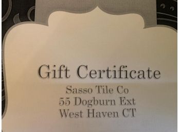 $100 Gift Certificate Sasso Tile
