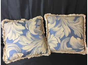 Two Blue Floral Accent Pillows - New
