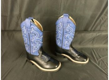 Kid's Old West Blue/Black Cowboy Boots - Like New!