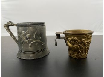 2 Metal Cups - Silverplate