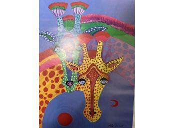 Giraffe Poster, Signed By Artist