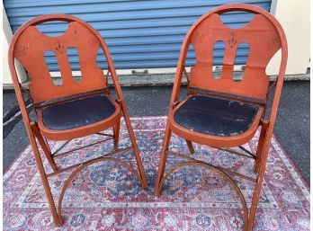 Set Of Vintage Orange Folding Chairs - DIY Project