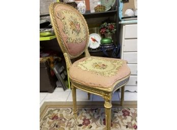 Victorian Chair With Needlepoint Floral Design