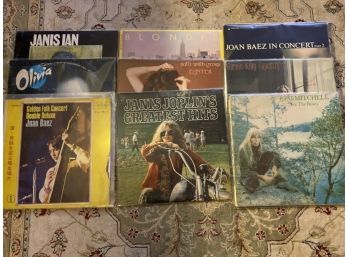 9 Vintage Vinyl LPs Ladies Rock! Joplin, Rare  Import Joan Baez