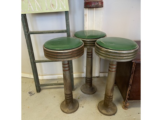 3 Vintage Diner Stools - Love The Patina On These!