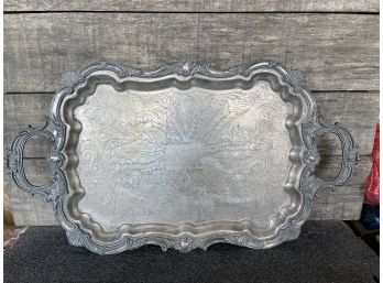 Large Plated Silver Platter With One Foot Missing