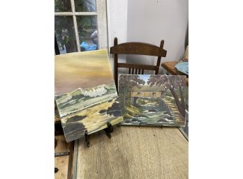 Pair Of Beautiful Painted Canvas Pieces On Anco Bilt Canvas