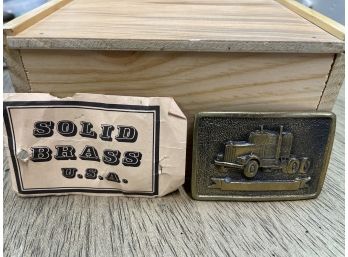 Solid Brass Belt Buckle With Truck
