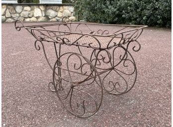 A Vintage Wrought Iron Side Table In 'Streetcart' Form