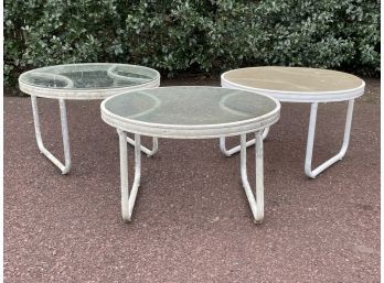 A Trio Of Vintage Modern Tubular Aluminum Side Tables - AS IS