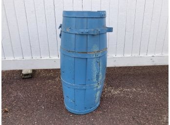 A Vintage Painted Wood Cracker Barrel