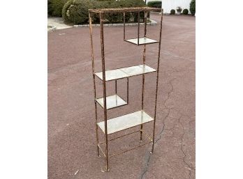A Fabulous Vintage Modern Wrought Iron And Glass Etagere