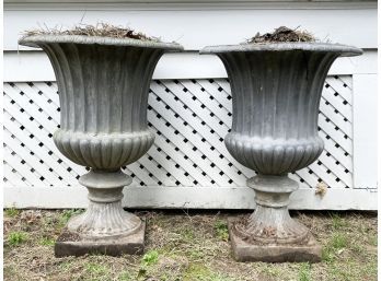 A Pair Of High Quality Resin Fluted Urn Form Planters