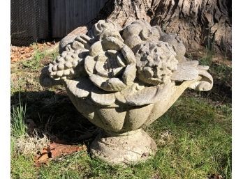 A Cast Stone Garden Basket Of Flowers
