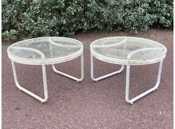 A Pair Of Vintage Modern Tubular Aluminum Side Tables