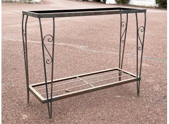 A Vintage Wrought Iron Aquarium Stand (Wonderful As Outdoor Console With Marble Or Glass Top!)
