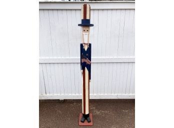 A Large Bespoke Patriotic Uncle Sam (Fence Post!) Lawn Ornament
