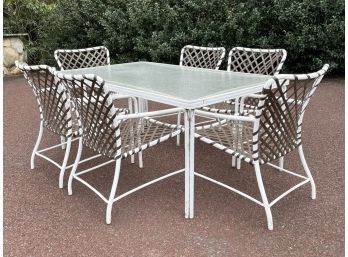 A Vintage Brown Jordan 'Lido' Glass Top Dining Table And Set Of 6 Chairs