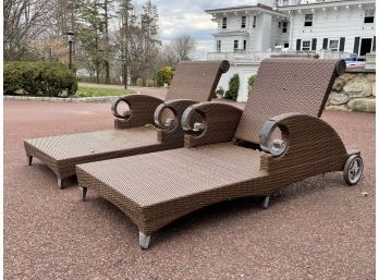 A Pair Of Metal And Resin Patio Loungers By Cast Classics (Only 1 Cushion)