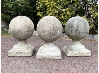 A Trio Of Cast Spherical Garden Fountain Heads