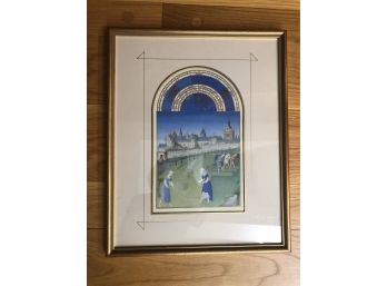 The Tres Riches Heures Du Duc De Berry -  June Haymaking - Limbourg Brothers - Framed Print